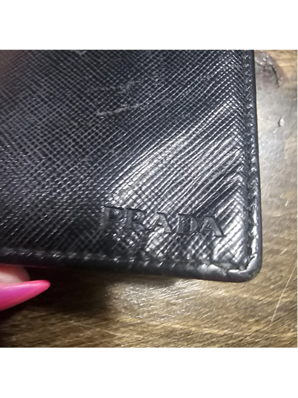 Prada Saffiano Leather Wallet, One Size, Black